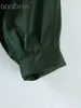 Printemps été décontracté femmes pantalons longs vert mode bourgeon élastique taille haute Harem pantalon femme bas avec ceinture 210604