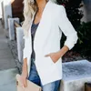 Kvinnors kostymer Blazers Style Suit Långärmad pendlare Arbete Office Coat Fashion Silk Satin Jacka Casual Wear Cardigan Solid Färg Top
