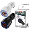 Snabb snabb 30W dubbla USB -billaddare 6A 30W QC3.0 LED -ljus USB -strömadapter för iPhone 15 14 12 13 Pro Max Samsung S23 S24 HTC LG Android Phone GPS PC med detaljhandelslåda