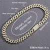 Högkvalitativ Iced Out Chain Men smycken Hip Hop New Micro Pave Rhinstone 15mm Cuban Link Chains Big Heavy Chunky Necklace200f