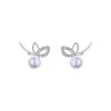 Stud Luckydays élégant Zircon papillon perle boucles d'oreilles pour les femmes mode bijoux coréens fête de mariage fille insolite boucle d'oreille