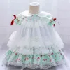 Girl039s فساتين زفاف بيضاء ساتان الأميرة Baby Baby Bead Bow Birth Birthday Party Infant Dress for Girl Gala Kid Cloths9298103