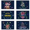 Cartes de voeux Joyeux Noël Carte pour enfants Néon Père Noël Arbre de Noël Bonne année Cartes postales Cadeaux avec autocollants d'enveloppe