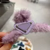 Soft Fluffy Clamps Letter Printed Hairpin Classic Design Plush Claw Clip Cute Elastic Claw Clips For Women