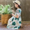 Bebek Kız Elbise V Yaka Muz Yaprak Çocuklar Elbiseler Gençler Yaz Boho Frocks Çocuklar Vestido Plaj Pamuk Çocuk Giysileri Için Q0716