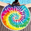 150-150cm Tie Tye Round Beach Towel com Borlas Colorido Unisex Ultra Super Super Água Absorvente Cobertor Grande Microfiber Seaside Banheira Toalhas G424VT9