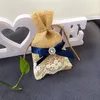 50pcs Burlap Wedding Favor / Jute Lace Blue Ribbon Decor for Party Gift Jewelry Packaging, Herbs Bag, Candy Bags