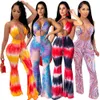 Sexy damskie kombinezony Nowy Tie Dye Dorywczo Bez Rękawów Bodycon Pajacyki Kobiety Club Nosić Slim Kombinezony Letnie Drukowane Kombinezon Długie Spodnie