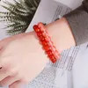 2 pièces/lot breloque faite à la main hommes tissage Bracelet ethnique 10MM perles de pierre rouge bracelets pour femme Yoga amitié