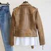 Femmes Manteau En Cuir Printemps Automne À Manches Longues Avec Ceinture Faux Cuir Veste Femme Punk Outwear Dames Biker Moto Outwear 210916