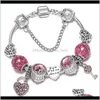 Designer de luxe de mode mignon belle clé coeur diamant cristal bricolage perles européennes bracelet bracelet pour femme filles or rose Evu0T B3156