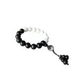 Länk, Kedja Kreativ Vit Jade Bodhi Root Natural Shun Round Bead Armband med Ebony Tai Chi Bagua