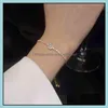 Charm Bracelets Jewelry Simple Square Zircon Bracelet Can Pl Korean Light Luxury Fashion Exquisite Ins Niche Design Drop Delivery 2021 Js30Y