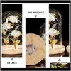 お祝いパーティー用品ホームガーデン1ピースロマンチックゴールドフォイルローズフラワーLEDライトデコレーションバッテリーの装飾的な花の花輪ドロップD