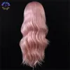 Perruque Synthétique Pink Pruik Lange Diepe Wave Kant Front Pruiken Synthetisch Hittebestendig Haar voor Black / White Women