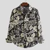 Men's Casual Shirts Autumn Flower Shirt Mens Club Long Sleeve Slim Fit Fancy Men Hawaii Beach Plus Size 5XL Men's