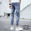 Bridgewater Wiosna Jesień Lato Trend Jeans Stretch Ripped Casual Light-kolorowe spodnie Męskie stylowe spodnie mody X0621