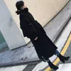 Cappotto primaverile in cashmere Silhouette invernale Giacca lunga in lana nera Overize ampia sopra il ginocchio Donna 210531