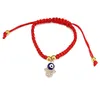 New Hanmade Fatima Hand Evil blue Eye Pendants Woven Red String Bracelet For Women Fashion Lucky Gold Plated Beads Bracelet GC257