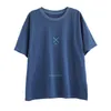 Summer Arts Style Femmes Manches courtes O-Cou Lâche Tee-shirt Femme Tops 100% Coton Broderie Vintage Tshirt Plus Taille M66 210512