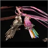 Hängsmycke halsband Colorf Crystal Parrot Halsband Lace Kedja Vänner Pet Bird Pendants För Kvinnor Mode Smycken Gåva 162079 Drop Leverans