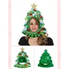 Feestmutsen Red Green Christmas Tree Hat Lucky Bag Gift Box Funny Novely Plush Warm Kawaii Cute Xmas Santa Claus Cap Theme Gunsten