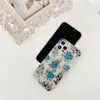 Coques de téléphone transparentes en TPU souple ultra-minces électrolytiques semi-transparentes pour iPhone 13 12 11 Pro Max Mini XR XS X 8 7 Plus Blue Rose Leaves