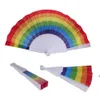 NEWFashion Folding Rainbow Fan Plastic Printing Colorful Crafts Home Festival Decoration Craft Stage Performance Dance Fans EWF6999