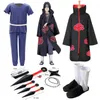 Anime Cosplay Akatsuki Umhang Stirnband Halskette Ring Kunai Shuriken Schuhe Perücke Halloween Männer Kinder Kostüm Requisiten Spielzeug Hokage Itachi Y0913