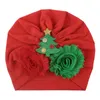 Berretti Cappelli Bel Fiore Cappello da bambino Buon Natale Ragazza Turbante Nodo Avvolge la testa Berretto per bambini Berretto Nato Regali per il festival