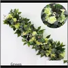 Decoratieve Bloemen Kransen 1M Groen Planten Feest Bruiloft Boog Deur Raam Station Decor Weg Lood Kunstbloem Rij Runner 8222828