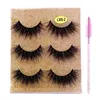 Handgjorda återanvändbara 3 par Falska ögonfransar förlängningar Set Soft Light Curly CrissCross Tjock naturlig 3D Mink Fake Lashes Makeup Tillbehör för ögon