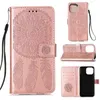 Lederen portefeuillevallen voor iPhone 13 12 Mini 11 PRO XS MAX XR X 6 7 8 Plus Imprint Datura Flower Mandala Dreamcatcher Case