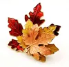 Retro Style Yellow Red Orange Trio Sugar Canadian Maple Leaf Broach Pins for Women Fall Autumn Sweater Coat Suit Dress Accessory