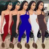 Women Jumpsuits Designer Slim Sexy Solid Colour Off Shoulder Sleeveless Onesies Casual Tight Strapless One Piece Pants Rompers