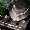 Brincos colar hibride lindas moda cubic zircon crystal conjunto geométrico design elegância para mulheres jóias de noiva N-1145