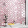 Pink fan-shaped dragon Tiles scale mosaic double-layer ice crack brick fan shaped mosaics vitrolite bathroom wall tile background salt-glazed bricks