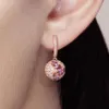 SANTUZZA Pure 925 Sterling Silver Earrings For Women Shiny Created Pink Sapphire White CZ Ball Dangling Fine Jewelry 210706