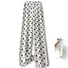 High-end triacetate wide-leg pant's plus size spring and summer Korean fashion polka dot printing casual pants 210721