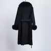 Damen Pelz Faux HAPEDY 2022 Mantel Winterjacke Frauen Kragen Kaschmir Wollmischungen Mantel Lange Oberbekleidung Damen Streetwear