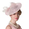 Stingy Brim Hats FS Fascinators Royal Wedding Hat For Women Elegant Lady Pink Black Linen Bowknot Vintage Fedora Pillbox Paty Cocktail Cap