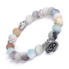 Bracelet Pierre Grosted Stone Volcanic Stone Lotus Om Pendant Bracelet