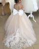 DHL Livraison Rapide En Stock Dentelle Tulle Fleur Fille Robe Arcs Retour Filles Première Communion Robes Princesse Robe De Bal Robe De Soirée De Mariage FS9780