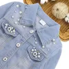 Conjunto de ropa para niñas, chaqueta de decoración de perlas de manga larga de otoño + Jeans, ropa deportiva informal para niños de 2 uds para 4-13 años 210528