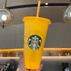 24oz färgbyte tumblers plast dricksjuice kopp med läpp och halm Magic Kaffe Kopp Costom Starbucks byte