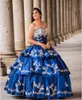 2022 Puffy Embroidered Prom Sweet 16 Dresses Vestions De Quinceanera Strapless Crystal Satin Princess Layers Ball Gowns Corset278Y
