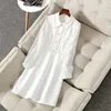 Moda Donna Designer di passerelle Manica lunga Primavera Perline Abito da festa per ufficio Elegante Vestidos bianco 210601