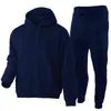 Men's Tracksuit 2 Piece Plain Hoodie Sets Boy Male Street Clothing Wholesale Jacket+Pant Sweatsuit Pants Trousers Suit 211106