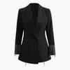 DEAT winter small suit jacket for famale design niche back hollow split tassel black loose blazers YJ912 211019