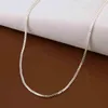 40cm-60cm Tunna Real 925 Sterling Silver Slim Box Chain Halsband Kvinnor Flickor Barn 16-24In Jewelry Kolye Collares Collier